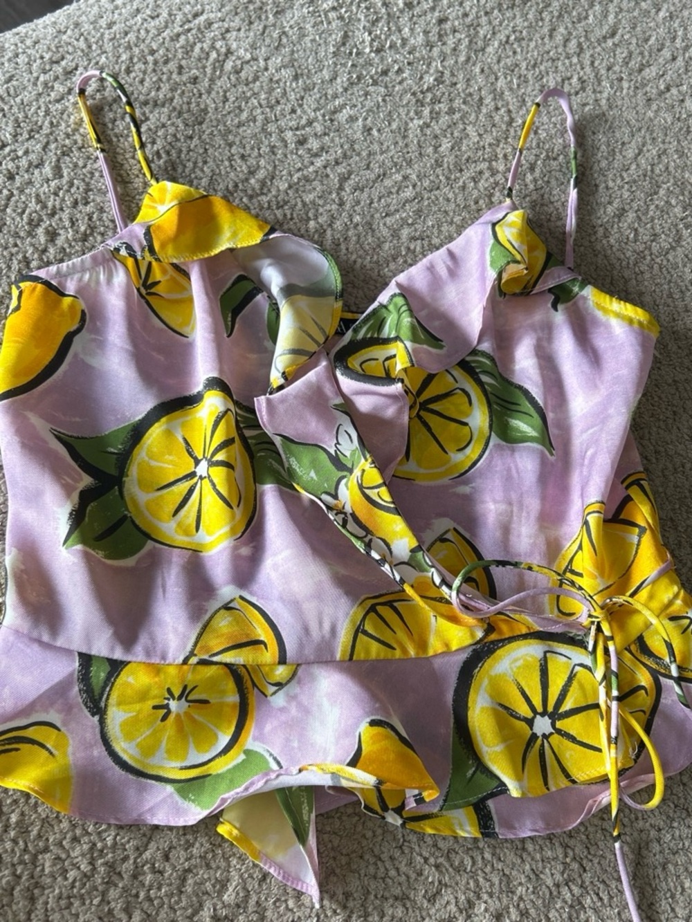 Zara Lilac Lemon Ruffle Cami